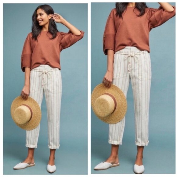 Anthropologie Pants - ANTHROPOLOGIE Seashore Linen Striped pants Sz.XS
